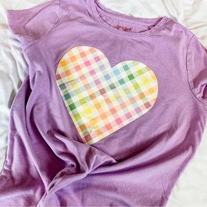 Girls plaid pattern heart tee